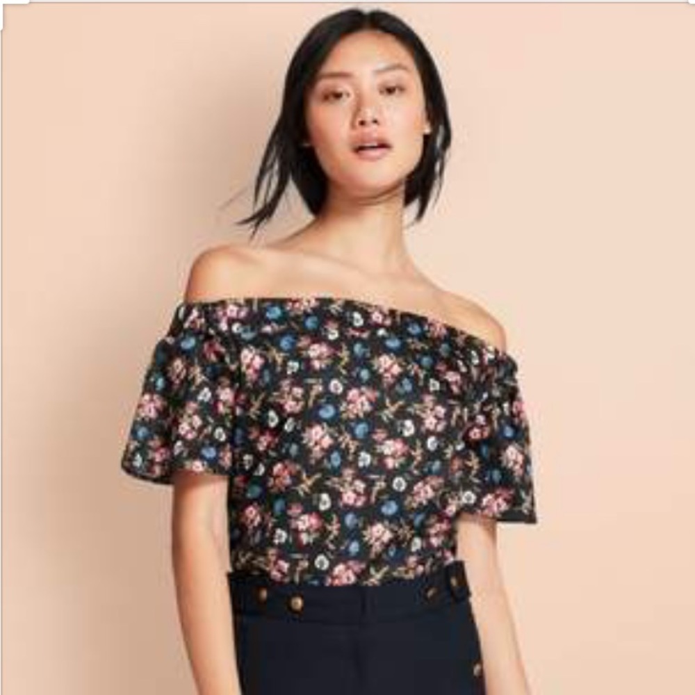 Brooks Brothers Floral Off The Shoulder Blouse